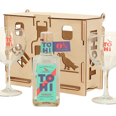 TOHI Virgin puidust kinkekarp + 2 klaasi