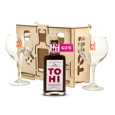 TOHI Aronia Infused Gin kinkekarp + 2 klaasi